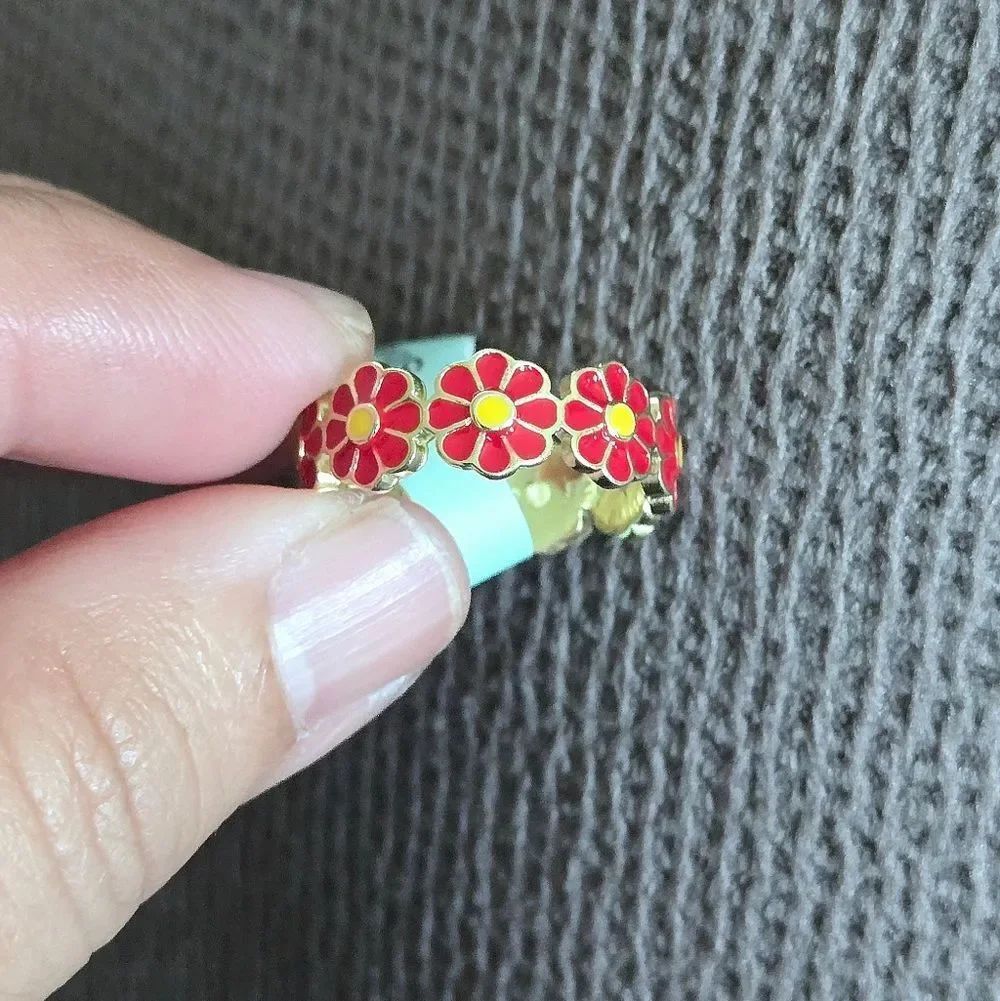 Cote d' Argent Red❤ and Yellow💛 Enamel Floral🌼 Wrap Around Ring